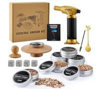 Jettory Set da Cocktail Smoker - Affumicatore per Whisky con 6 Tipi di Legno, Torcia e 4 Pietre da Whisky in Granito - Kit per Affumicare Cocktail e Distillati - Senza Butano (venduto separatamente)