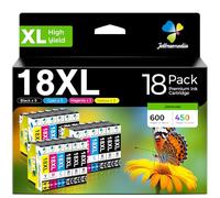 Jettruemedia 18XL Cartucce d'inchiostro Compatibili per Epson 18 XL per Expression Home XP-205 XP-215 XP-225 XP-305 XP-312 XP-315 XP-322 XP-325 XP-405 XP-412 XP-415 XP-422 XP- 425 (18-Pack)