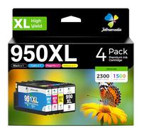 Jettruemedia 950XL 951XL Cartucce d' per HP 950 951 XL Compatibili con HP Officejet Pro 8100 8610 8600 8615 8620 8600 8630 8640 8660 8625 251dw 271dw 276dw (Nero Ciano Magenta Giallo, 4-Pack)