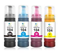 Jettruemedia Inchiostro 104 Multipack Compatibile per Epson EcoTank ET-2710 ET-2870 ET-2711 ET-2712 ET-4700 ET-4800 ET-2720 ET-2726 ET-2810 ET-2820 ET-1810 ET-2830 ET-28 40 ET-14100 ET-1810 ET-2860