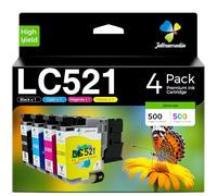 Jettruemedia LC521 LC521VAL Cartuccia Compatibili con Brother LC 521 Multipack Cartucce per Brother DCP-J1310DW DCP-J1360DW DCP-J1460DW DCP-J1313DW DCP-J1260W J1310DW J1360DW J1460DW (Confezione da 4)