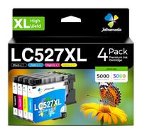 Jettruemedia LC527XL LC 527XL Cartucce d'inchiostro compatibili con Brother LC527 XL Multipack cartucce per Brother MFC-J4350DW MFC-J4550DW, Grande capacità (4 pezzi, LC527XLBK LC527XLC LC527XLM