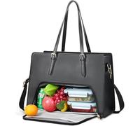 Jetviivid Borsa tote per computer portatile con scomparto termico per il pranzo, 15,6 pollici, in pelle PU, borsa a tracolla per computer portatile, borsa a tracolla per lavoro, lavoro, ufficio