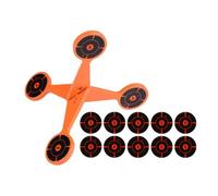 Jeu Rotative de Tir - Acier 9.5cm Système de Réinitialisation Rapide | 10 Feuilles Cibles Incluses Entraîneur de Précision Tir Airsoft Loisirs Jardin Entraînement Extérieur