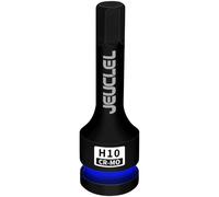 JEUCLEL 10mm Hex Impact Bit Socket, H10 1/2-Inch Impact Drive Allen Socket, Cr-Mo Steel Lengthen Hex Screwdriver Socket Adapter