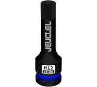 JEUCLEL Chiave a bussola esagonale da 12 mm, H12 da 1/2", in acciaio Cr-Mo, adattatore per cacciavite esagonale allungabile, per chiavi a cricchetto elettriche, viti di fissaggio