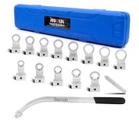 JEUCLEL Kit di attrezzi universali per la rimozione della puleggia tendicinghia, 15 pezzi, set di chiavi a serpentina per puleggia di tensione della cinghia dentata, dado di tensionamento della