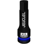 JEUCLEL Punta esagonale da 15 mm per impatto, chiave a bussola da 1/2 pollice H15, adattatore per cacciavite esagonale in acciaio Cr-Mo per chiavi a cricchetto elettriche per l'avvitamento delle viti