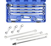 JEUCLEL Set di 7 chiavi a cricchetto extra lunghe a 12 punti, doppia | Unità da 1,3 cm, 16 mm e 18 mm, barra di estensione, chiave di regolazione campanaria, allineamento ruote