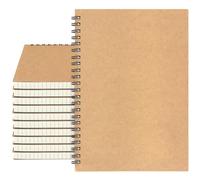 JEUIHAU 10 Pack A5 Grid Spiral Notebook, Kraft Cover Grid Notebook, Squared Paper Notebook A5, Wirebound Notebooks Journals for Drawing, Writing, Planning, Note Taking