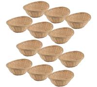 JEUIHAU 12 cestini per il pane in bambù, 17,8 x 14,9 cm, piccoli cestini ovali in bambù naturale, per pane, frutta e snack