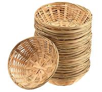 JEUIHAU 12 cestini per il pane in bambù, rotondi, in vimini naturale, per pane, frutta e snack