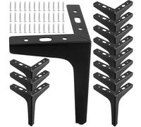 JEUIHAU 12 gambe per sedie in ferro da 17 cm, gambe per mobili in metallo nero, gambe triangolari per tavolino da caffè, divano, armadio