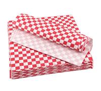 JEUIHAU 300 fogli di carta oleata a scacchi per alimenti, 28 x 25 cm, a quadretti, per gastronomia, barbecue, panini, hamburger, torte