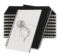 JEUIHAU Confezione da 10 quaderni da disegno formato A5, 100 g/m², rilegatura a spirale, con copertina in carta kraft nera, 60 fogli/120 pagine vuote, per scrivere, dipingere, schizzi, appunti, viaggi