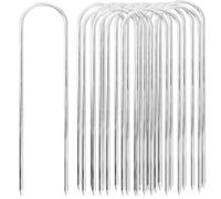 JEUIHAU Confezione da 15 picchetti resistenti per tenda da 30,5 cm, spessi 6 mm, a forma di U, ancoraggi a terra per trampolini, tende e recinzioni, argento