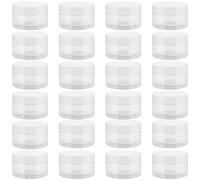 JEUIHAU Confezione da 24 barattoli in plastica trasparente da 100 ml con coperchio, senza BPA, contenitori vuoti per slime, spezie, trucco, cereali, artigianato