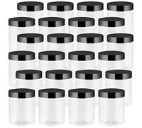 JEUIHAU Confezione da 24 barattoli in plastica trasparente da 250 ml, con coperchio, senza BPA, contenitori vuoti per slime, spezie, artigianato