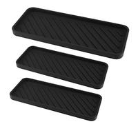 JEUIHAU Confezione da 3 vassoi in silicone per lavello, 2 dimensioni, per bagno, cucina, bagno e bar, colore nero, 30,5 cm, 22,9 cm