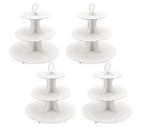 JEUIHAU Confezione da 4 supporti rotondi in cartone a 3 ripiani, supporto per cupcake bianco, Alzata per Cupcake Cartone 3 Piani, per matrimoni, compleanni, feste, anniversari