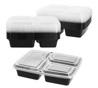 JEUIHAU Confezione da 40 contenitori per la preparazione dei pasti a 3 scomparti, vassoi in plastica per alimenti con coperchi ermetici, vassoi impilabili per alimenti, adatti a microonde, congelatore