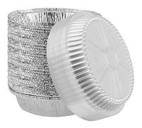 JEUIHAU Confezione da 40 vassoi rotondi in alluminio da 17,8 cm con coperchi, teglie per torte in alluminio, contenitori in alluminio per cottura, preparazione dei pasti, asporto, forno e congelatore