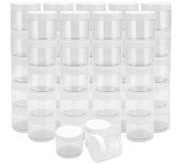 JEUIHAU Confezione da 48 barattoli in plastica trasparente da 120 ml con coperchio, senza BPA, contenitori vuoti per slime, spezie, trucco, cereali, artigianato