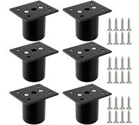 JEUIHAU Confezione da 6 piedini regolabili per mobili, 50 x 60 mm, colore nero, con 24 viti di montaggio, gambe regolabili in lega di alluminio da 15 mm per divani, armadi