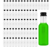 JEUIHAU Confezione da 70 bottiglie per liquori da 50 ml con coperchio in alluminio nero, in miniatura, per acqua, succhi, vino, bevande e salse