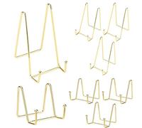 JEUIHAU Confezione da 8 cavalletti in metallo da 7,6 cm e 15,2 cm, in ferro dorato, supporto decorativo per foto, piatti, libri di cucina, opere d'arte