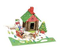 Jeujura-8228-MAISON DU PÈRE NOEL-50 Pieces Gioco di Costruzione in Legno, 8228