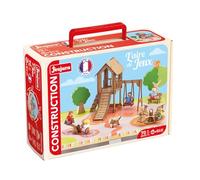 Jeujura - Air de Games 70 pezzi - Gioco di costruzione da 5 anni - 8060 | Personaggi e tappetini da gioco inclusi - Valigetta portaoggetti - Gioco in legno per bambini - Immaginazione - Made in