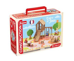 Jeujura - Air de Games 70 pezzi - Gioco di costruzione da 5 anni - 8060 | Personaggi e tappetini da gioco inclusi - Valigetta portaoggetti - Gioco in legno per bambini - Immaginazione - Made in