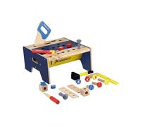 JEUJURA - Banco da lavoro in legno con 5 Strumenti e Accessori per il fai da te - Gioco per bambini dai 3 anni - con martello, sega, cacciavite, chiave e viti - Sviluppo motorio - Made in France
