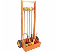 JEUJURA Jeu de croquet en bois - 4 joueurs - Chariot en bois