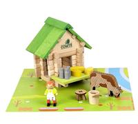 JEUJURA - Le Chalet du Contea - 60 Pezzi - Gioco di costruzione in Legno da 5 Anni - Chalet, Formaggio, Mucca e Accessori - Universo Montagna e Fattoria Giurassiana - Made in France - 8056