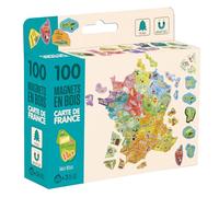 JEUJURA - Magnete in legno con mappa di Francia 100 pezzi -Accessorio per | Puzzle 100 pezzi - Dipartimenti e regioni - Gioco educativo di geografia - per tabelle magnetiche - Made in France