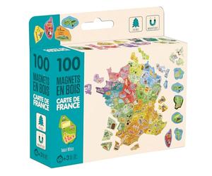 JEUJURA - Magnete in legno con mappa di Francia 100 pezzi -Accessorio per | Puzzle 100 pezzi - Dipartimenti e regioni - Gioco educativo di geografia - per tabelle magnetiche - Made in France
