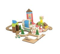 JEUJURA - Miniville - Gioco di costruzione in legno 60 pezzi - Gioco per bambini da 2 anni - Strada puzzle e veicoli - Destrezza e immaginazione - Made in France - 8259