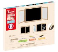 Jeujura - Quadro da parete trittico - Una lavagna centrale per scrivere a gesso e due persiane per feltro cancellabile a secco e gesso - Numerosi accessori - dai 3 anni - Made in France - 8804