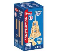 JEUJURA - TECAP 3 XL - Gioco di costruzione in legno - 100 pezzi - Gioco per bambini dai 3 anni - Gioco di equilibrio creativo con 3 dimensioni di tavolette - Modelli inclusi -Made in France - 8307