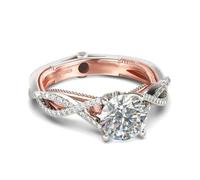 Jeulia Anelli bicolore in argento sterling per le donne: taglio rotondo Eternity Twist Rows anello promessa anello di fidanzamento gioielli con zirconi cubici regalo di anniversario (Oro rosa, 13)