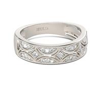 Jeulia Anello Argento 925 Donna Taglio Rotondo Milgrain Casual Anello Fidanzamento Anniversario Promessa Anelli Eternity Fedi Nuziali Per Uomo e Donna con Portagioie