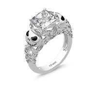 Jeulia Jack con Skellington Anelli Donna Nightmare Before Christmas Skull Rings 925 Sterling Silver Princess Cut Band Ring Anniversary Promise Romantic for Her Teen Girls (13.25)