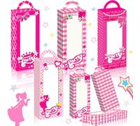 JeVenis 12pezzi let's go party supplies scatole di caramelle rosa let's go party box treat bags goodie bags per la festa di compleanno della ragazza bridal shower