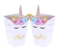 JeVenis 12pezzi Scatole per bomboniere per Unicorno Magico Scatole per dolcetti per Popcorn per Feste di Unicorno Contenitori per Biscotti per Caramelle per o Feste di Compleanno