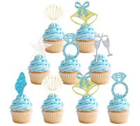 JeVenis 24 topper per cupcake con scritta "Last Toast on the Coast", decorazione per addio al nubilato, tema spiaggia, fidanzamento, addio al nubilato, forniture per feste