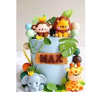 JeVenis animali della giungla decorazione torta per festa di compleanno wild one safari giraffa elefante leone tigre