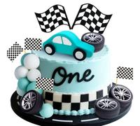 JeVenis auto da corsa decorazioni torta auto bandiera a scacchi decorazioni torta crescere due veloce decorazioni compleanno velocità uno velocità tre necessitano quattro velocità decorazioni complean