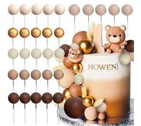 JeVenis boho beige palline decorazioni per torte palline marroni palline d'oro cake topper decorazioni per torte baby shower compleanno matrimonio